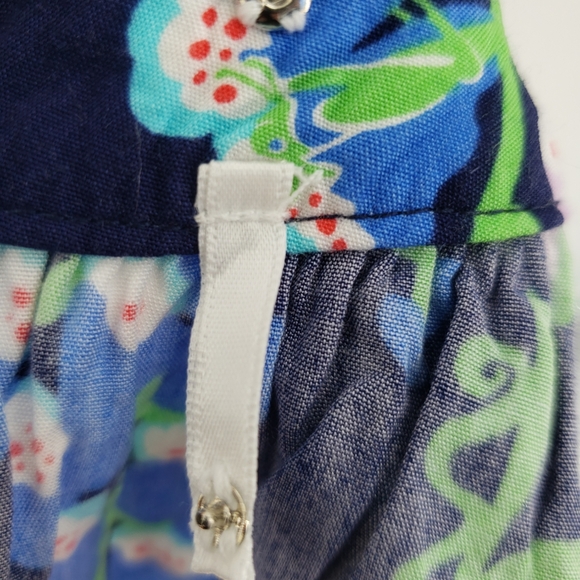 Lilly Pulitzer Size XS Blue Floral Dress with Belt 100% Rayon Ruffled Sleeve - Picture 10 of 10